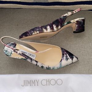 Jimmy Choo Gemma 40 Tie dye fabric Slingback NEW size 35.5